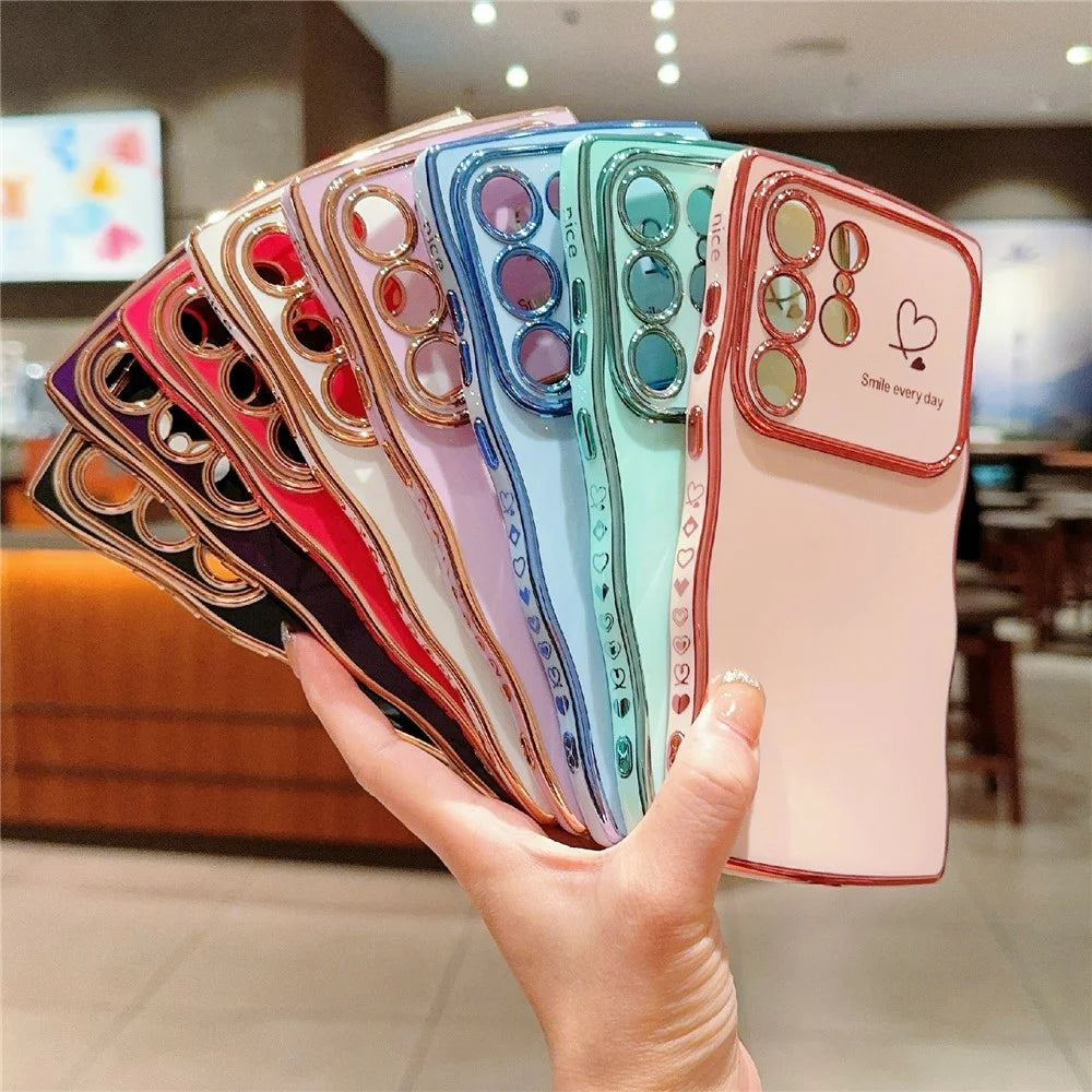For Samsung Galaxy S25 Ultra Case Love Hearts TPU Phone Cover Curly Wave Frame Large Window - Purple - 5