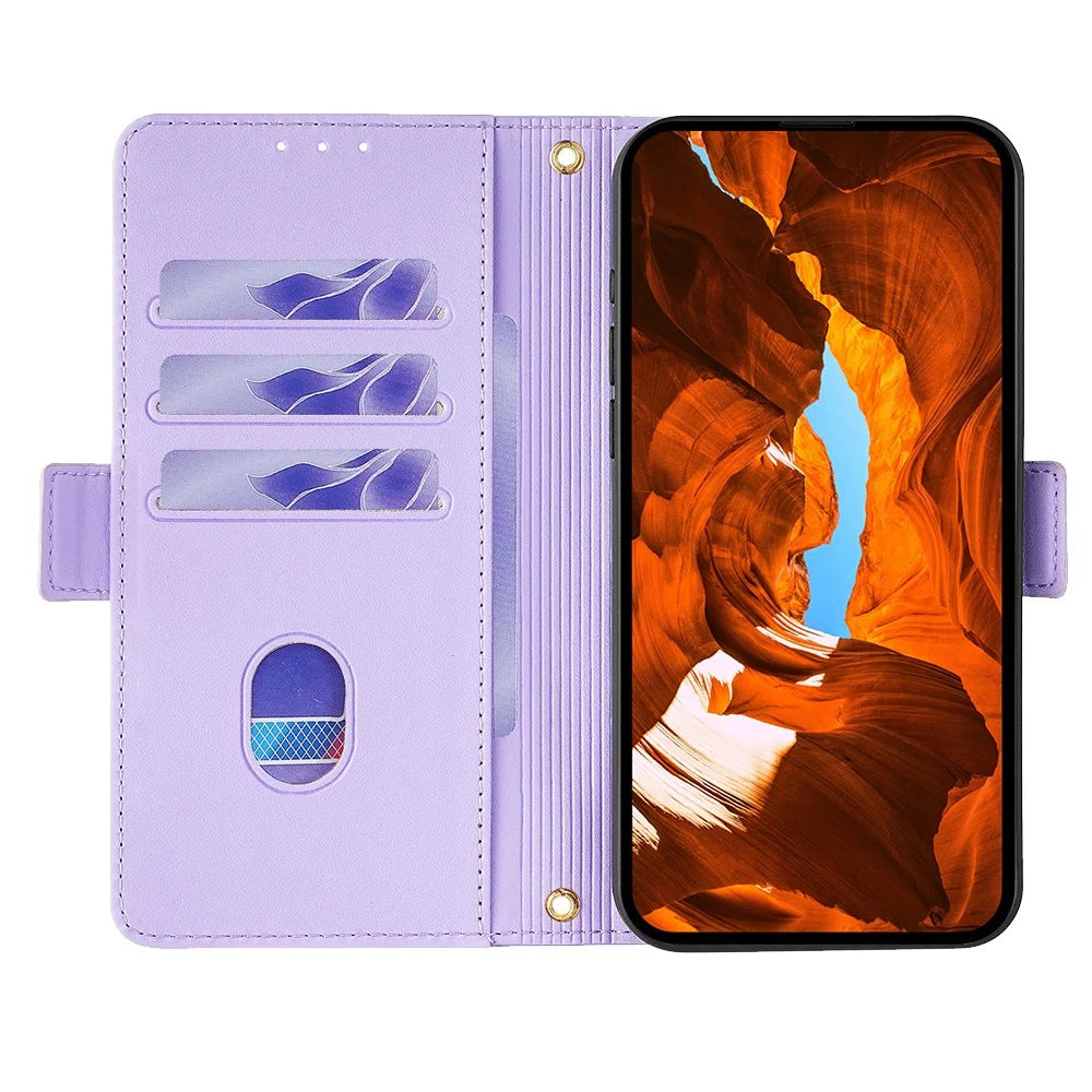 For Infinix Hot 50i 4G Leather Wallet Case RFID Blocking Stand Cover with Hand Strap - Purple - 2