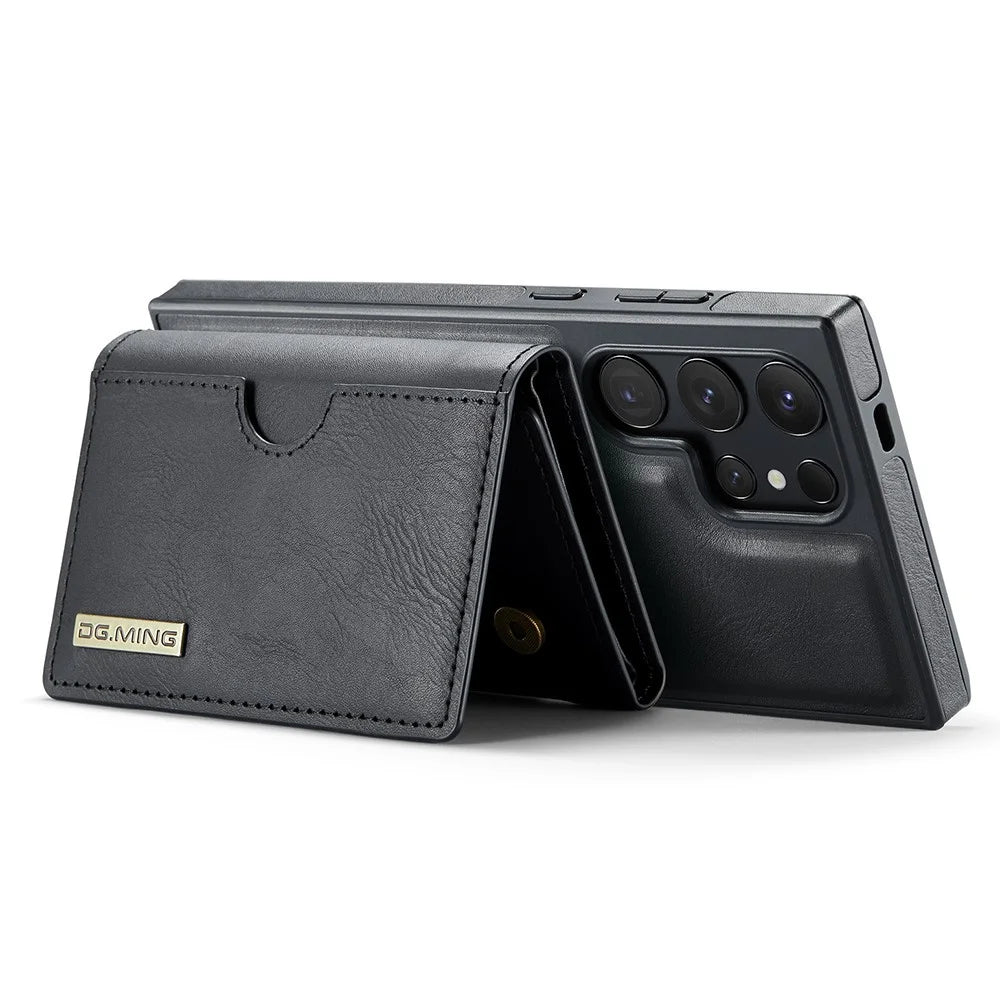 DG.MING M6 Series For Samsung Galaxy S24 Ultra Case Magnetic Wallet PU+PC+TPU Phone Cover - Black - 4