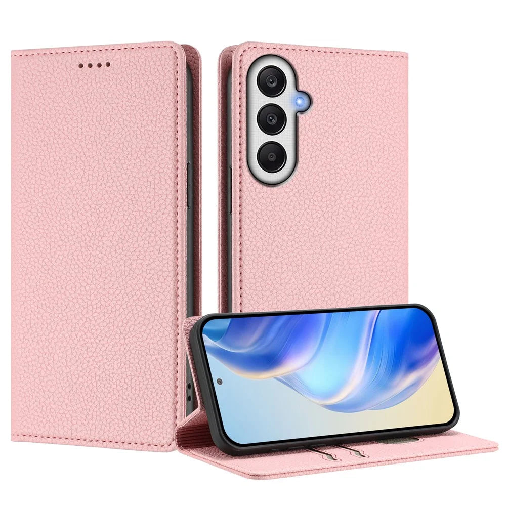 For Samsung Galaxy A26 5G Wallet Case RFID Blocking Litchi Texture Leather Mobile Cover - Pink - 2