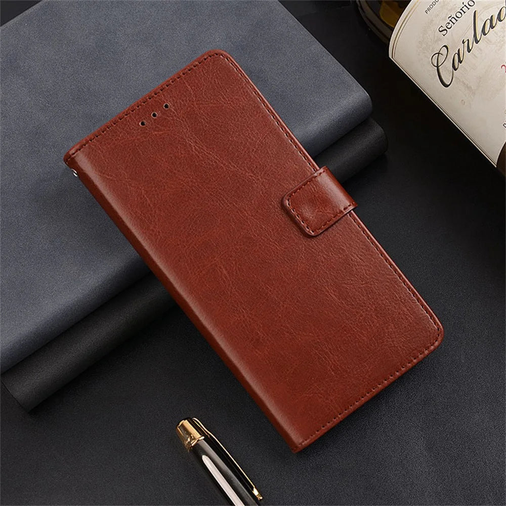IDEWEI For Samsung Galaxy A26 5G Case Card Slots Holder Leather Phone Cover Crazy Horse Texture - Brown - 4