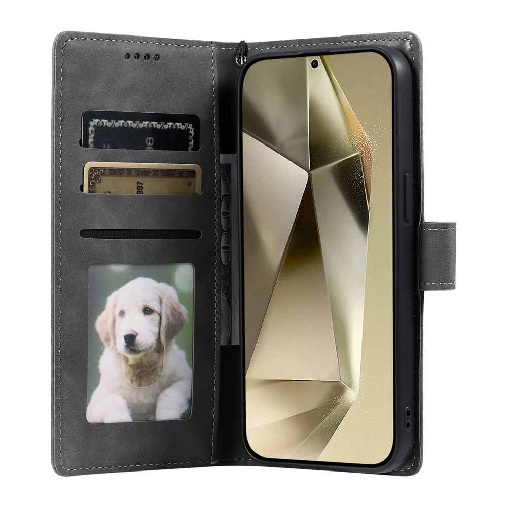 Style 018 For Samsung Galaxy A15 5G  /  4G Case Imprinted Totem Skin Feel Wallet Leather Phone Cover - Grey - 2