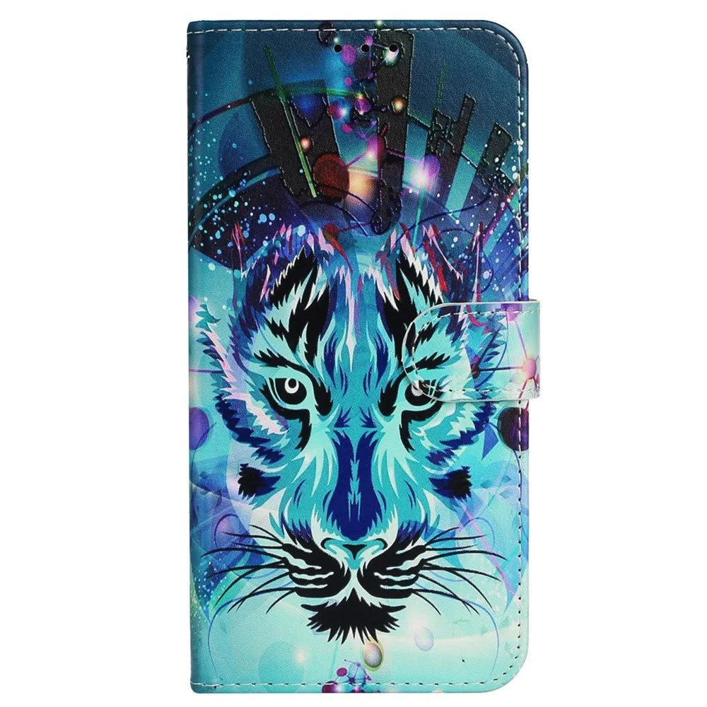 For Samsung Galaxy A56 5G Case Pattern Leather Wallet Phone Cover with Card Holder - Wolf - 5