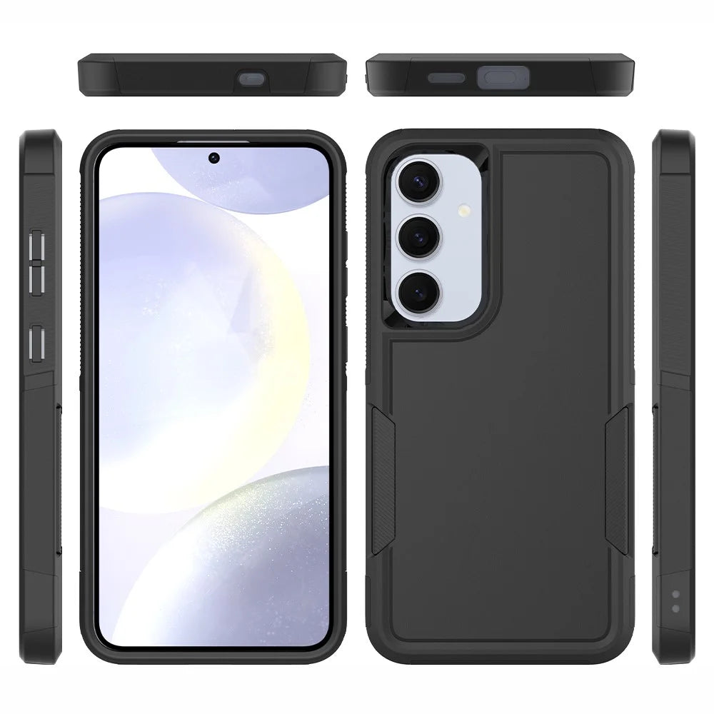 For Samsung Galaxy S25+ Case 2-in-1 PC+TPU Shockproof Phone Cover - Black - 6