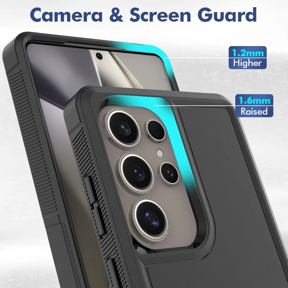 For Samsung Galaxy S25 Ultra Case 2-in-1 PC+TPU Shockproof Phone Cover - Black - 3