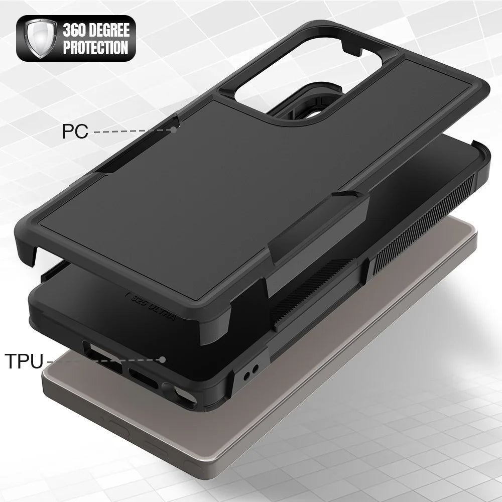 For Samsung Galaxy S25 Ultra Case 2-in-1 PC+TPU Shockproof Phone Cover - Black - 4