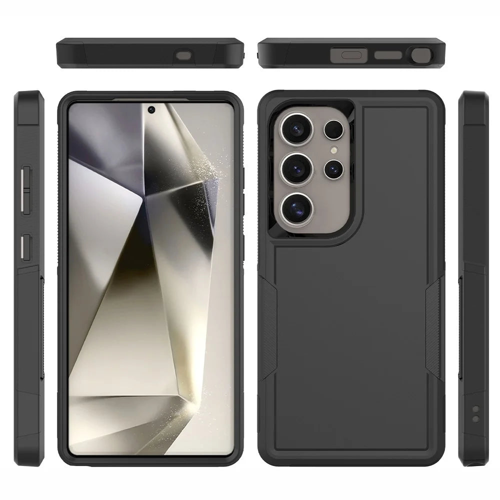 For Samsung Galaxy S25 Ultra Case 2-in-1 PC+TPU Shockproof Phone Cover - Black - 6