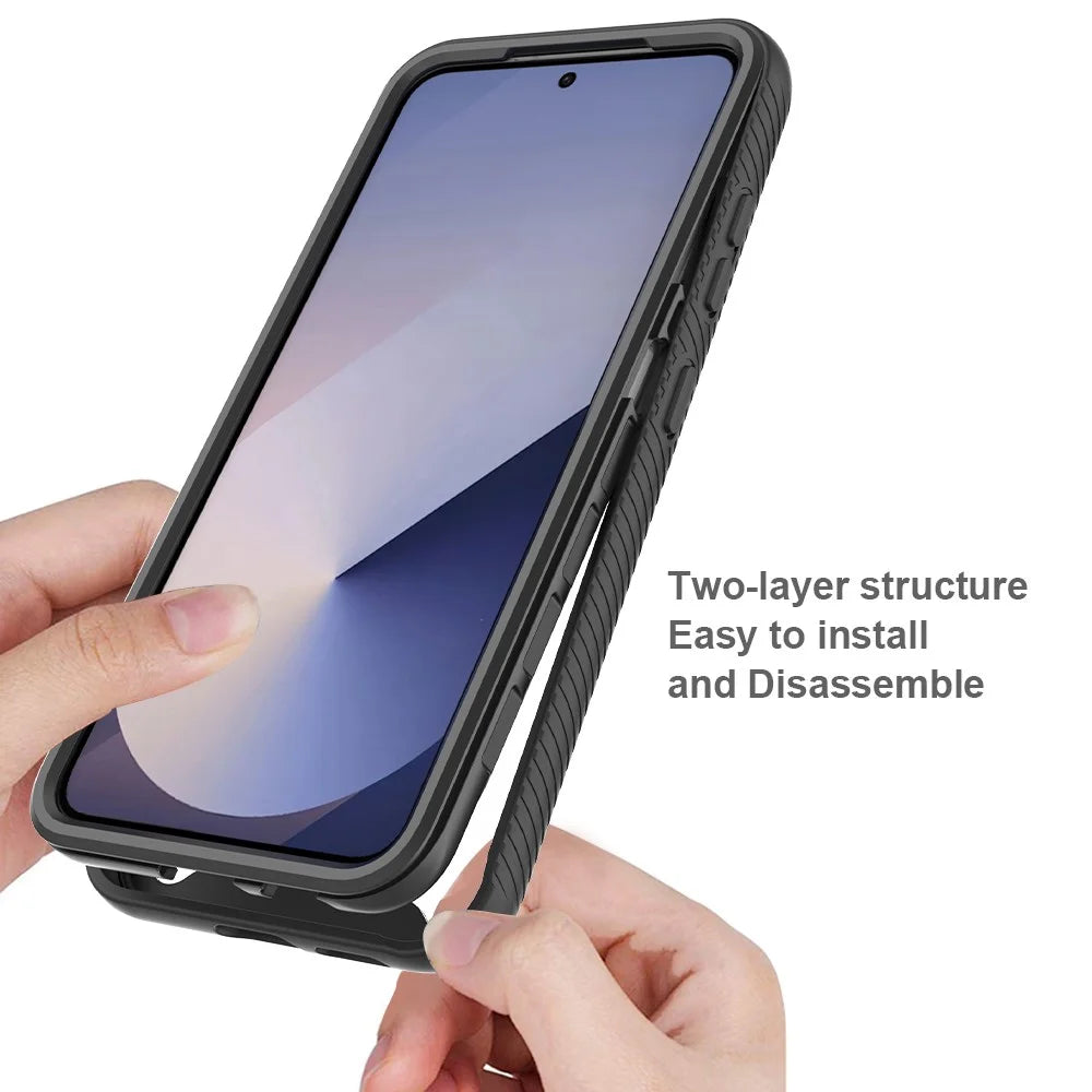 For Samsung Galaxy S25 Case Anti-Drop 2-in-1 PC+TPU Phone Cover - Black - 3