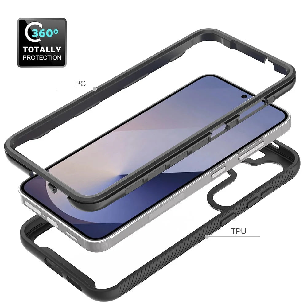 For Samsung Galaxy S25 Case Anti-Drop 2-in-1 PC+TPU Phone Cover - Black - 5
