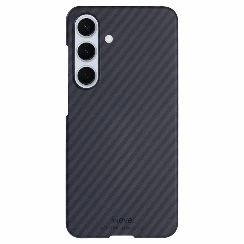 X-LEVEL For Samsung Galaxy S25 Case Camera Protection Hard PC Phone Cover Carbon Fiber Texture - 1