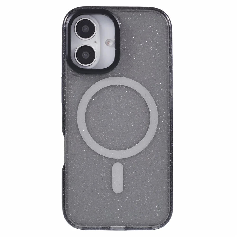 KIGC For iPhone 16 Case Compatible with MagSafe Epoxy Design Kickstand TPU+PC Phone Back Cover - Black - 3