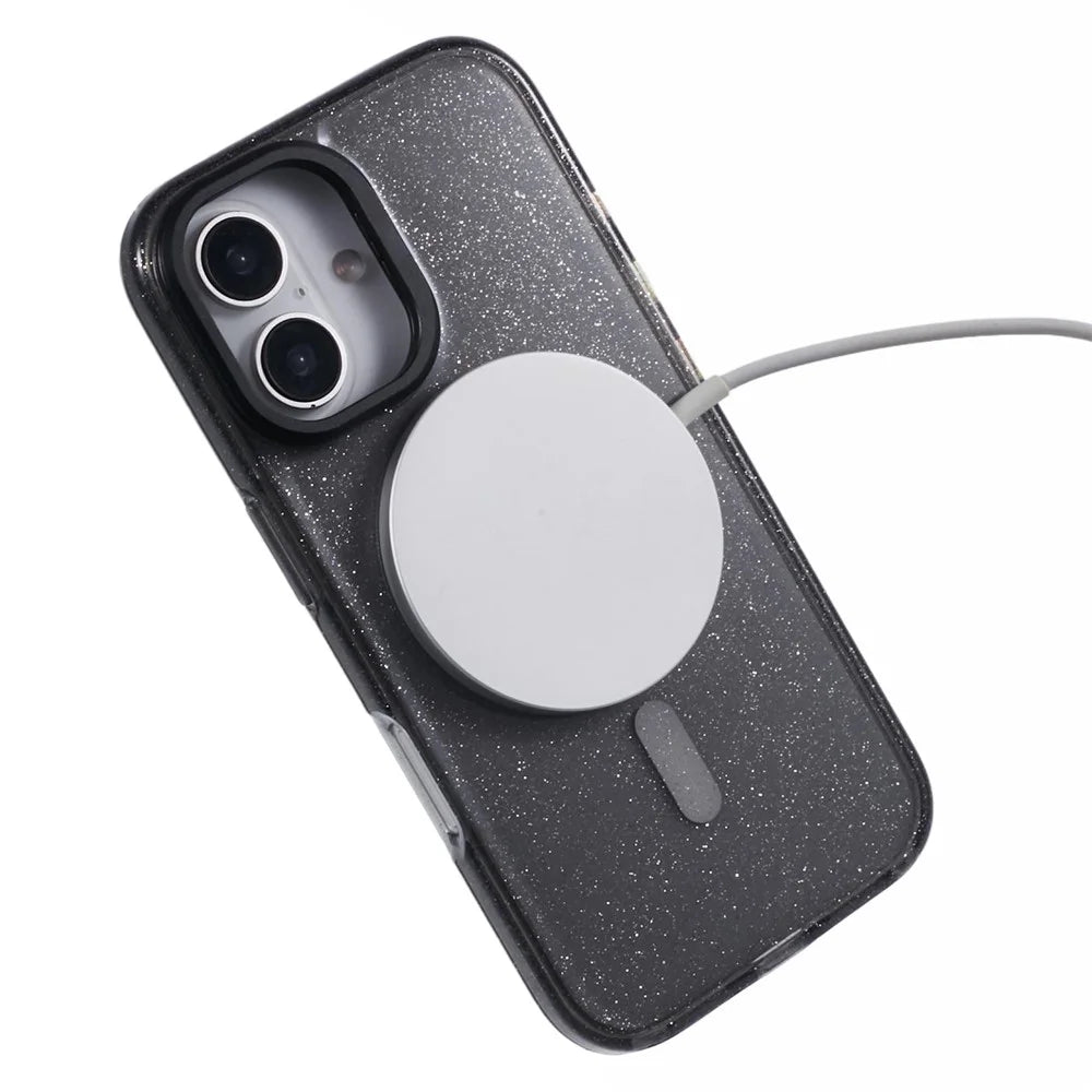 KIGC For iPhone 16 Case Compatible with MagSafe Epoxy Design Kickstand TPU+PC Phone Back Cover - Black - 4