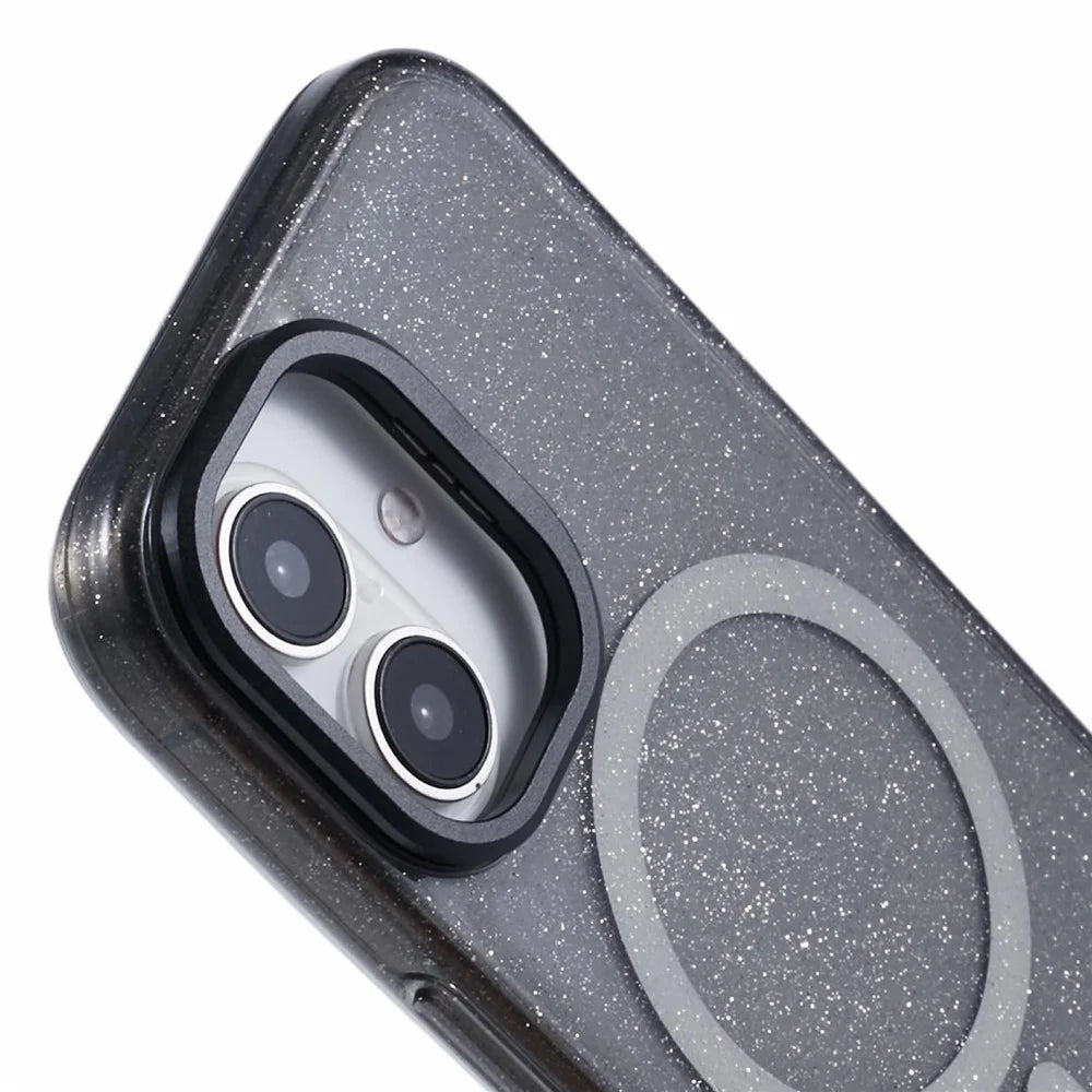 KIGC For iPhone 16 Case Compatible with MagSafe Epoxy Design Kickstand TPU+PC Phone Back Cover - Black - 6
