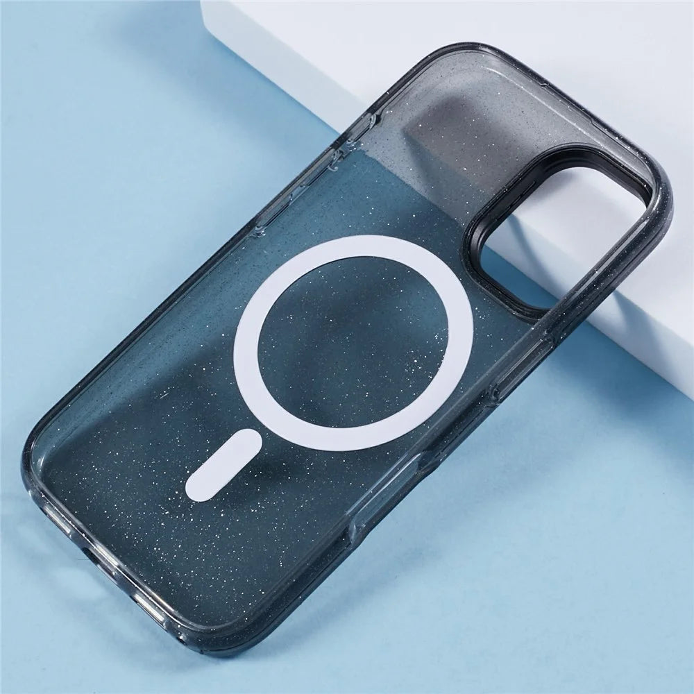 KIGC For iPhone 16 Case Compatible with MagSafe Epoxy Design Kickstand TPU+PC Phone Back Cover - Black - 7