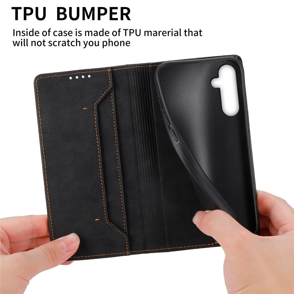 DF-05 For Samsung Galaxy A26 5G Wallet Case RFID Blocking PU Leather Phone Cover - Black - 6