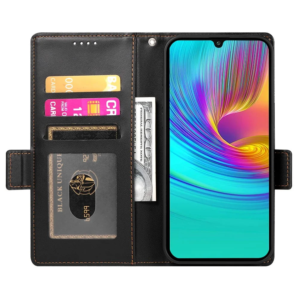 DF-010 For Samsung Galaxy A36 5G Stand Case PU Leather Wallet Phone Cover - Black - 2