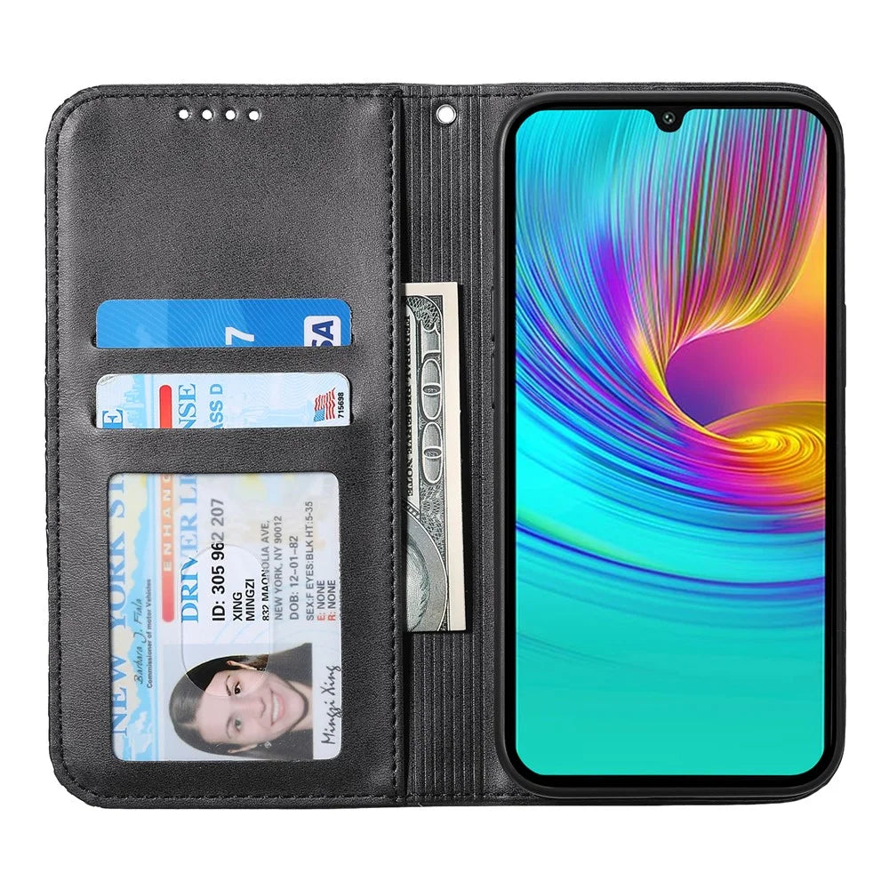 For Samsung Galaxy A36 5G Case Calf Texture PU Leather Phone Cover with Wallet - Black - 2