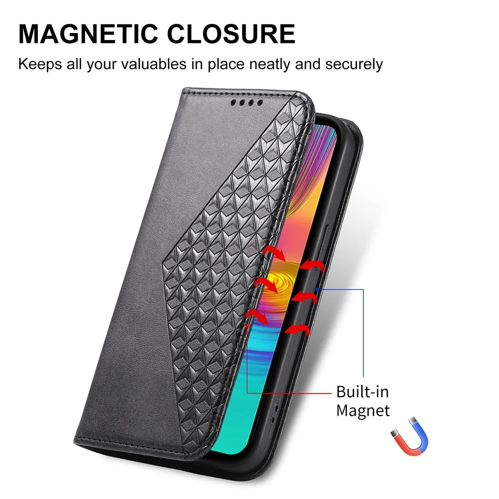 For Samsung Galaxy A36 5G Case Calf Texture PU Leather Phone Cover with Wallet - Black - 5