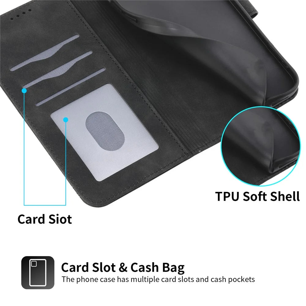 DIERFENG DF-03 For Samsung Galaxy A36 5G Leather Case Lines Imprint Wallet Phone Cover - Black - 4