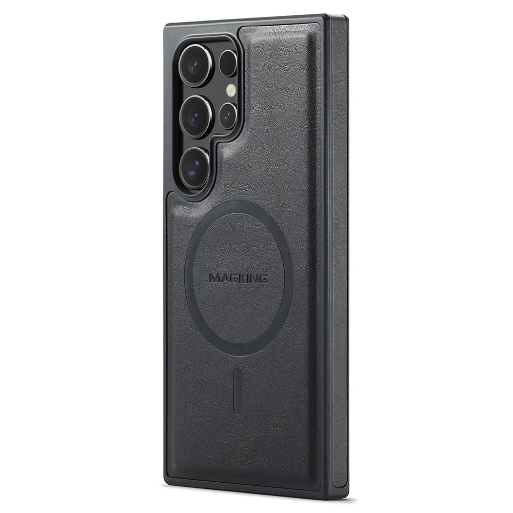 MAGKING K1 Series For Samsung Galaxy S23 Ultra Magnetic Case PC+TPU+PU Leather Phone Cover - Black - 2