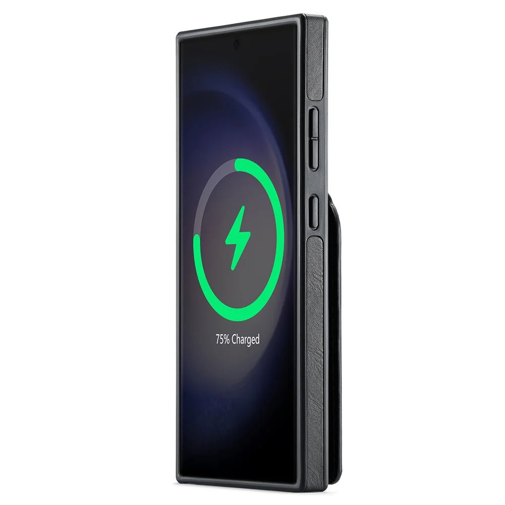 MAGKING K1 Series For Samsung Galaxy S23 Ultra Magnetic Case PC+TPU+PU Phone Cover with Card Holder - Black - 3