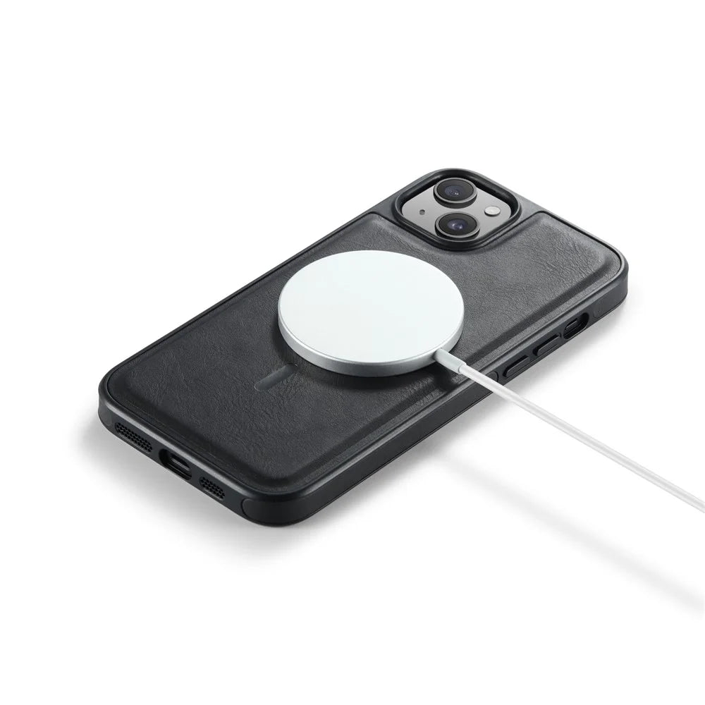 MAGKING K1 Series For iPhone 14 Magnetic Case PC+TPU+PU Leather Phone Cover - Black - 5