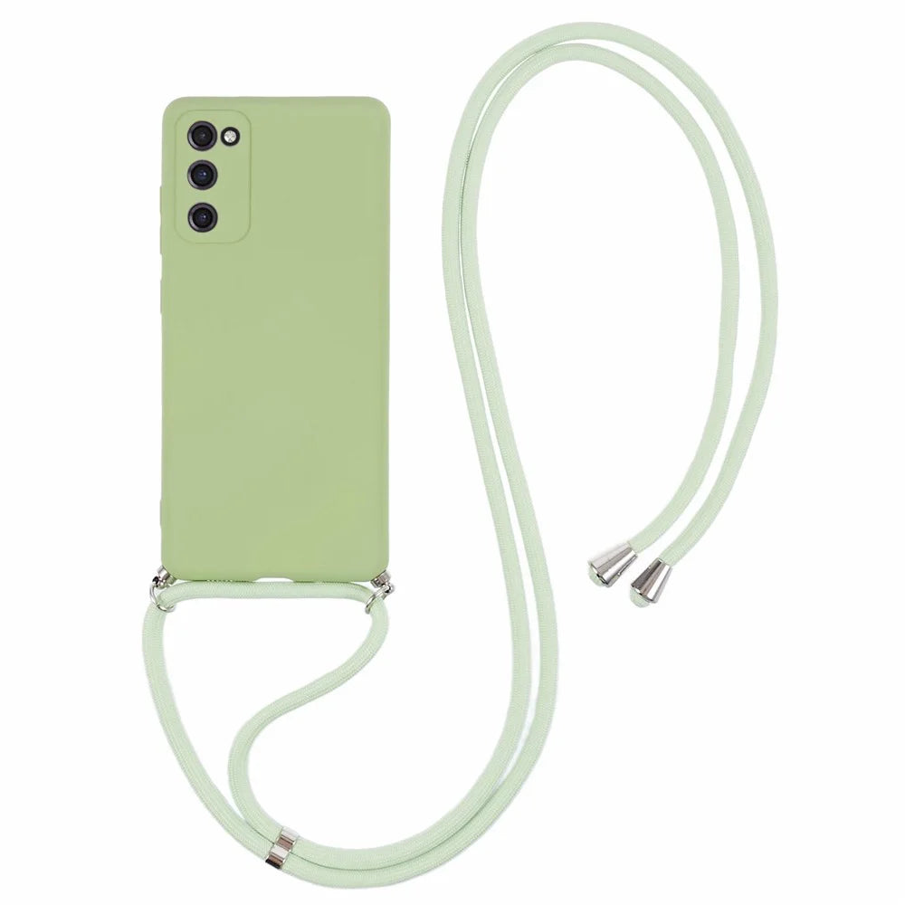 For Samsung Galaxy S20 4G / 5G Crossbody Case Flexible TPU Fiber Lining Anti-Shock Phone Cover - Matcha Green - 1