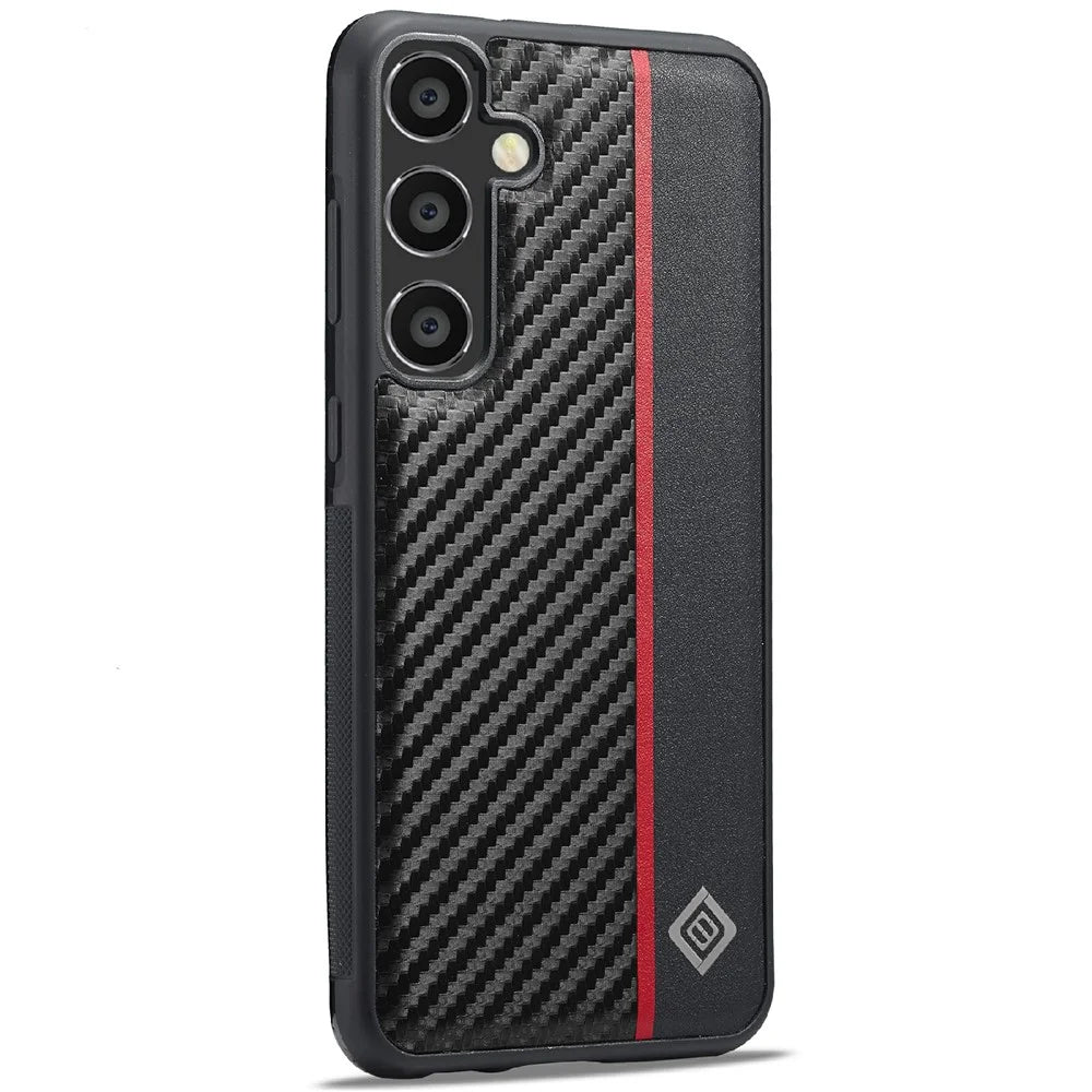 LC.IMEEKE For Samsung Galaxy S25 Case Carbon Fiber Texture Leather+TPU+EVA Phone Cover - 3