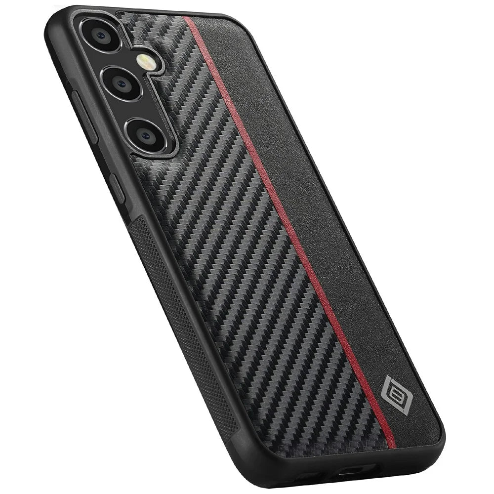LC.IMEEKE For Samsung Galaxy S25+ Case Carbon Fiber Texture Leather+TPU+EVA Phone Cover - 5