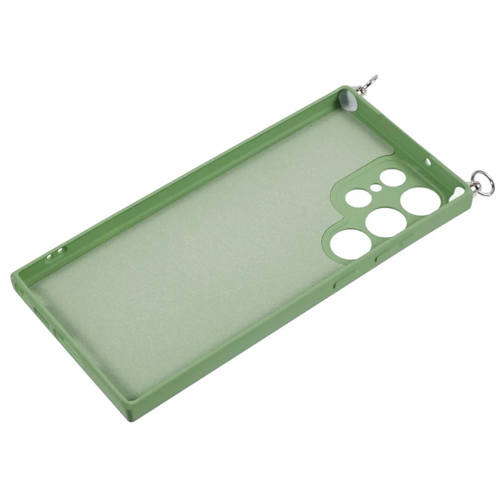 For Samsung Galaxy S23 Ultra Crossbody Case Flexible TPU Fiber Lining Anti-Shock Phone Cover - Matcha Green - 5