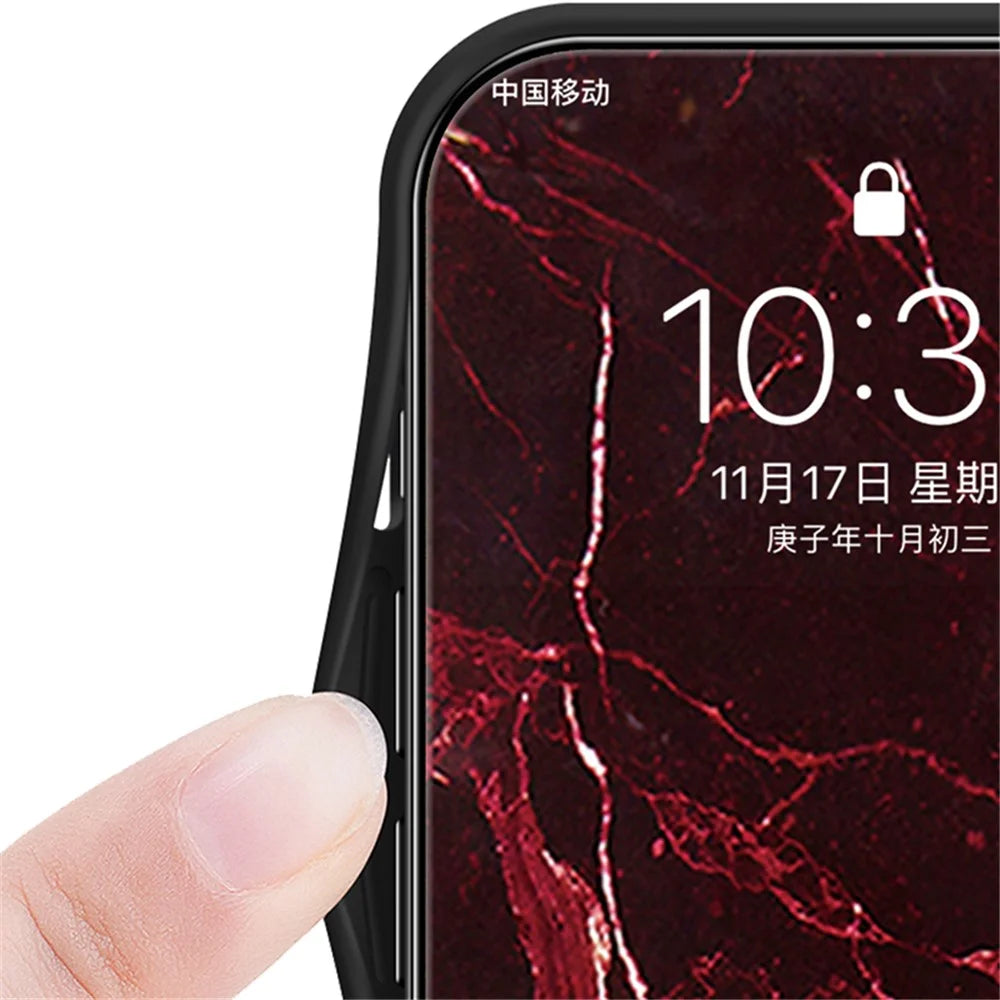 For Samsung Galaxy S25+ Case Marble Pattern Tempered Glass + PC + TPU Protective Phone Cover - White Marble - 3