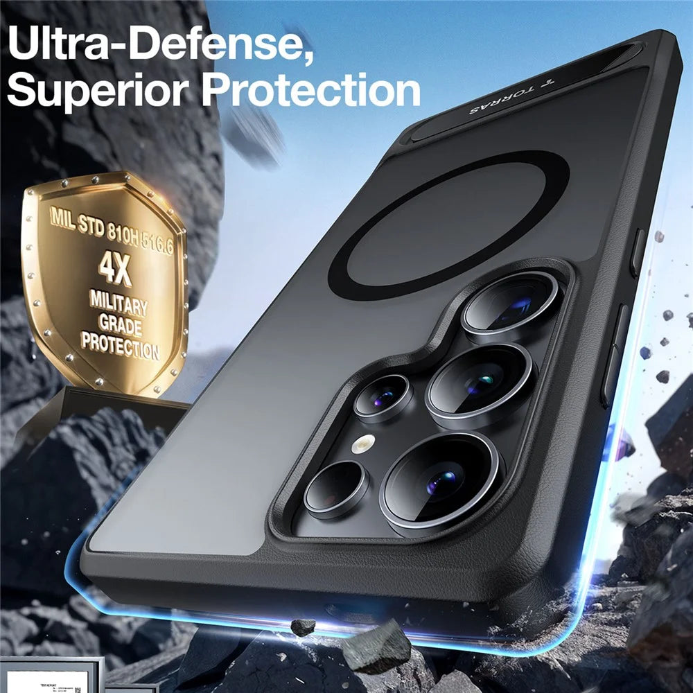 TORRAS Ostand L1 Series For Samsung Galaxy S25 Ultra Magnetic Case Kickstand TPU+PC Phone Cover - Black - 2