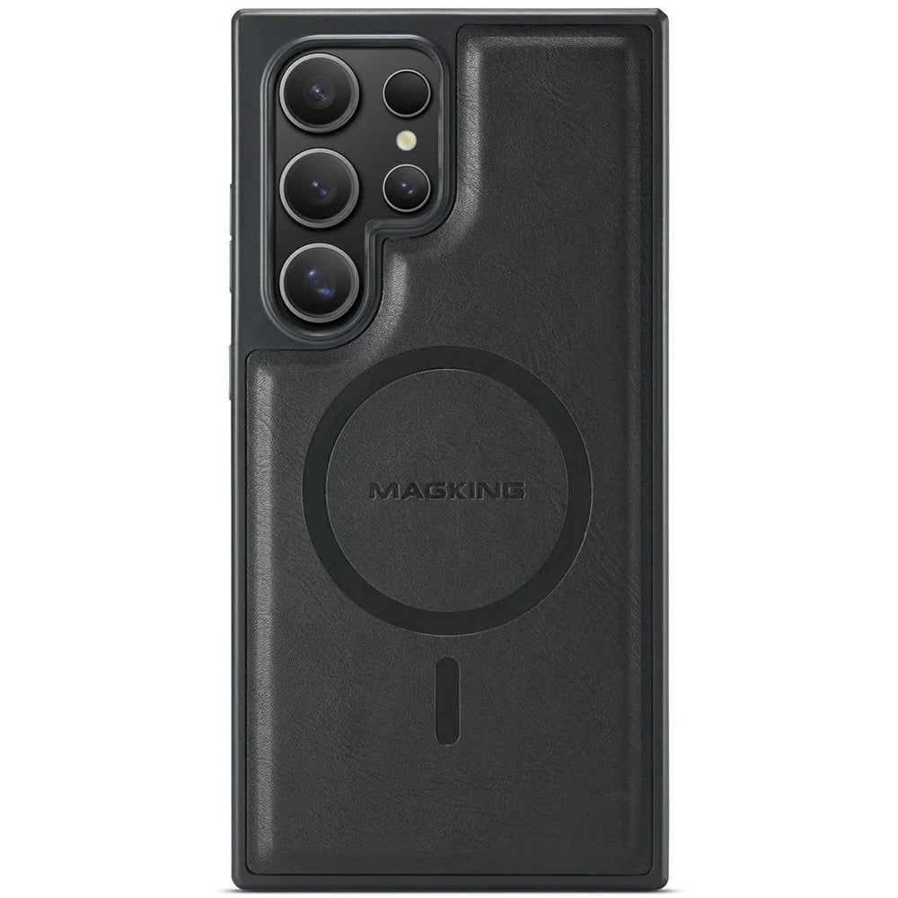 MAGKING K1 Series For Samsung Galaxy S25 Ultra Magnetic Case PC+TPU+PU Phone Cover with Card Holder - Black - 4
