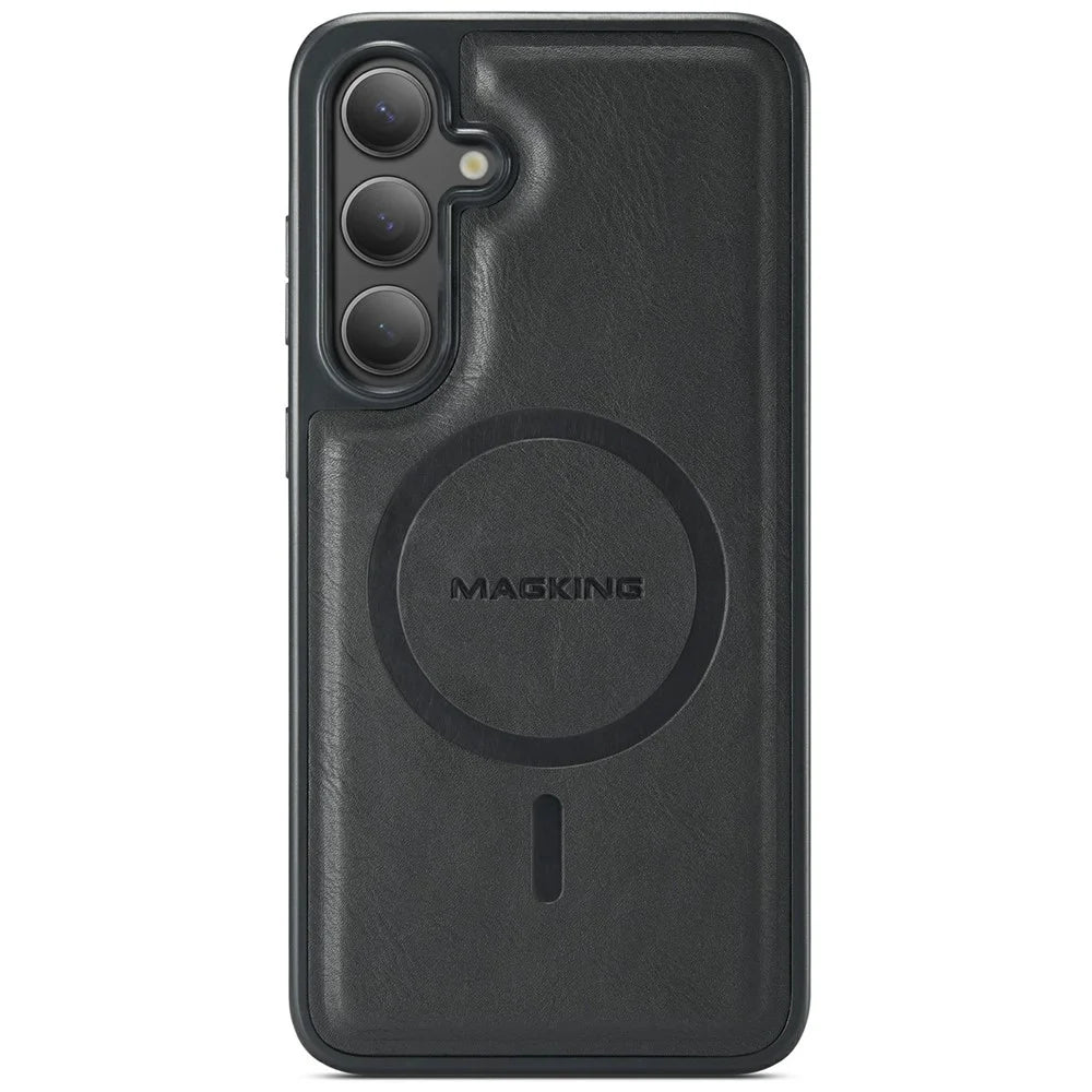 MAGKING K2 Series For Samsung Galaxy S25 Magnetic Case PC+TPU+PU Phone Cover - Black - 4