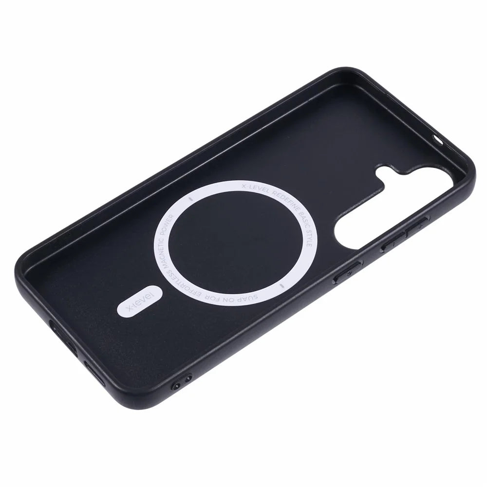 X-LEVEL For Samsung Galaxy S24 Magnetic Case PC+TPU+PU Phone Back Cover - Grey - 5