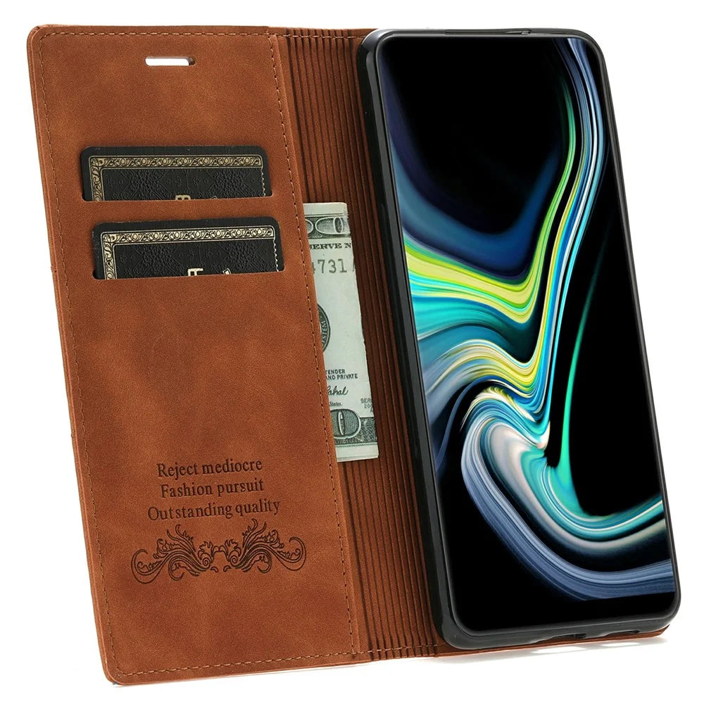 For Samsung Galaxy A26 5G Wallet Case Magnetic Closing Leather Phone Cover - Brown - 2