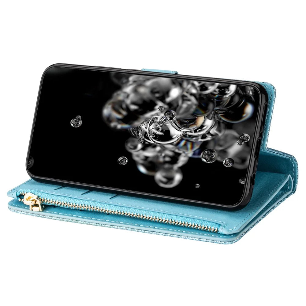 For Samsung Galaxy A26 5G Case Starry Sky Carving Leather Wallet Phone Cover - Blue - 2
