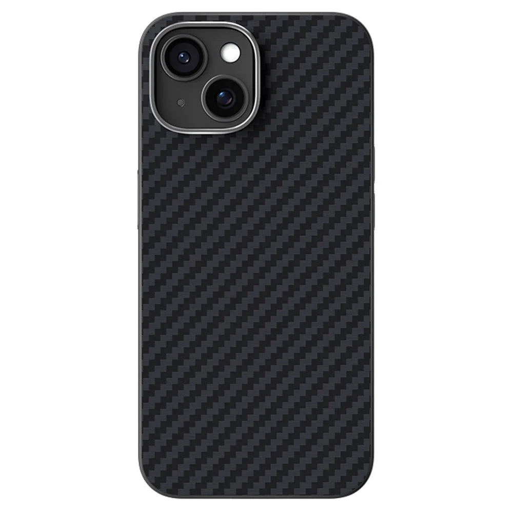ABEEL For iPhone 15 Case Compatible with MagSafe Carbon Fiber Texture Back Cover - Black - 1