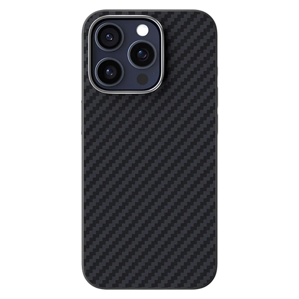 ABEEL For iPhone 15 Pro Case Compatible with MagSafe Carbon Fiber Texture Back Cover - Black - 1