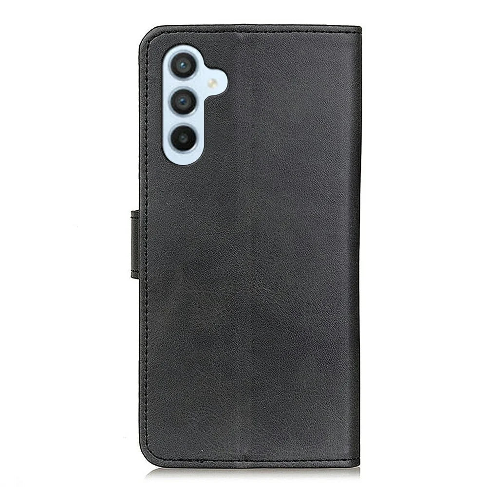 For Samsung Galaxy A56 5G Stand Wallet Case Cowhide Texture Leather Phone Cover - Black - 6
