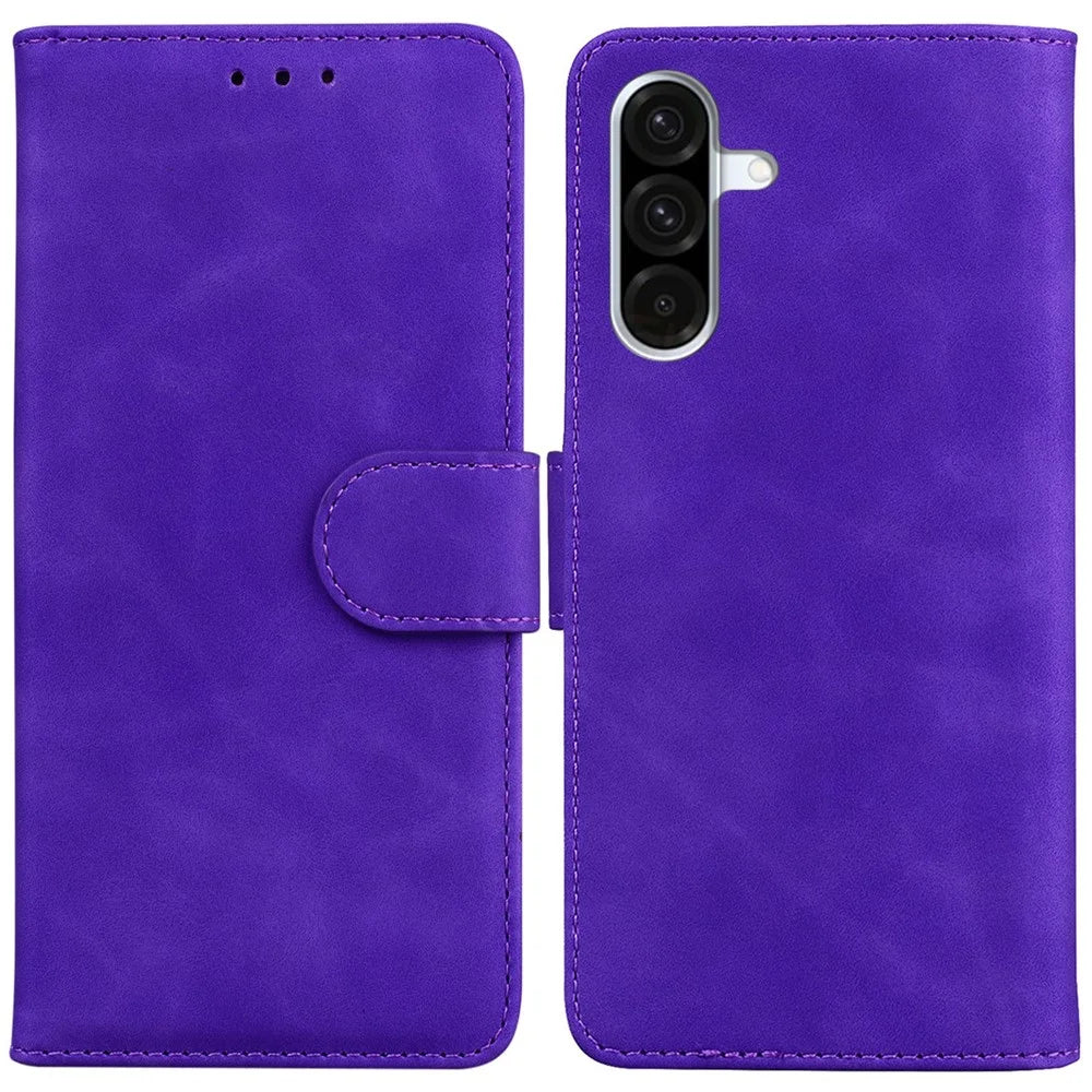 For Samsung Galaxy A18 5G / A17 5G / A17 4G / A26 5G Case Solid Color Leather Wallet Phone Cover - Purple - 1