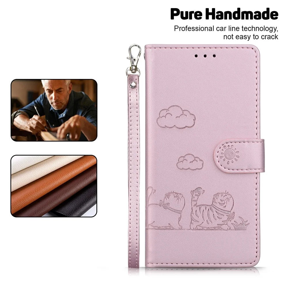 For Samsung Galaxy A18 5G / A17 5G / A17 4G / A26 5G Case RFID Blocking Kitten Pattern TPU+PU Leather Phone Cover - Pink - 6