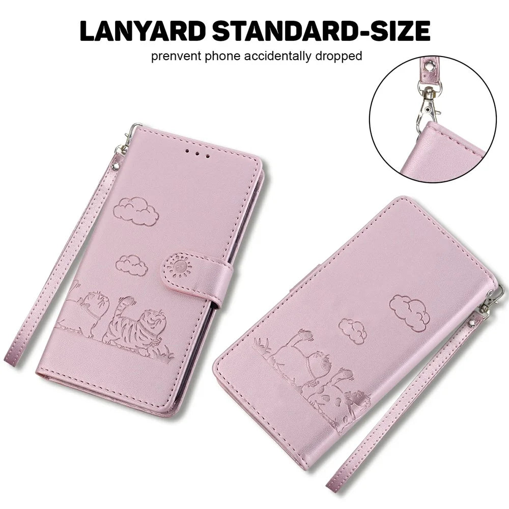 For Samsung Galaxy A18 5G / A17 5G / A17 4G / A26 5G Case RFID Blocking Kitten Pattern TPU+PU Leather Phone Cover - Pink - 7