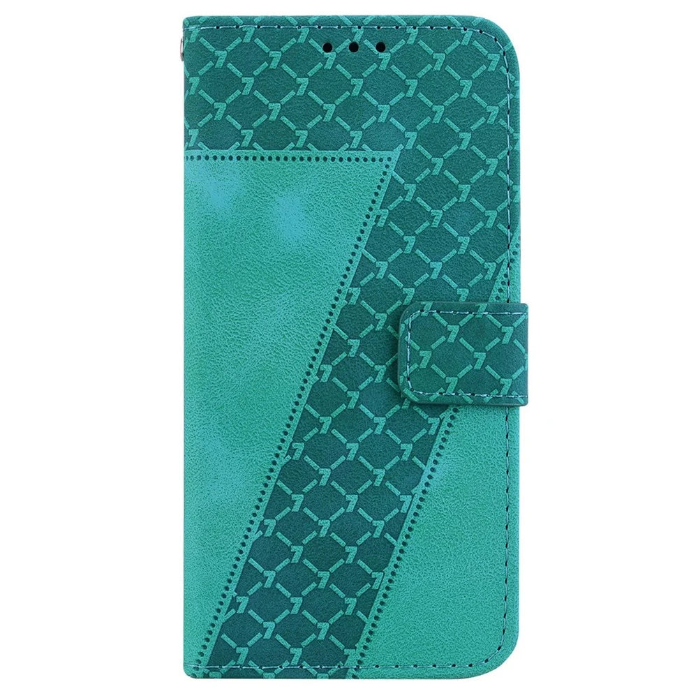 For Samsung Galaxy A56 5G  /  A36 5G Stand Case 7-Shaped Pattern Imprint Leather Phone Cover - Green - 7