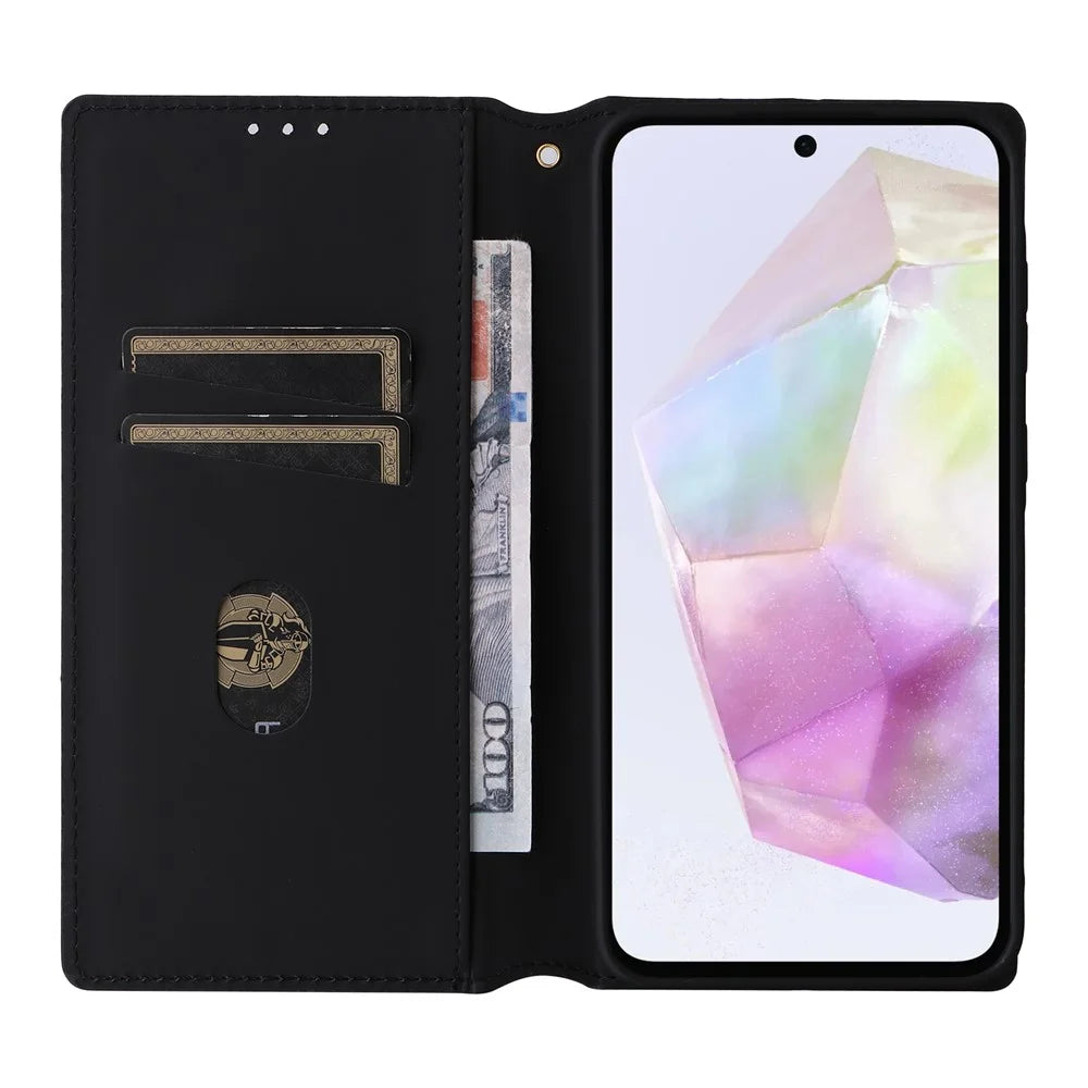 For Samsung Galaxy A56 5G Wallet Case Rhombus Imprinted Leather Phone Cover - Silver - 2