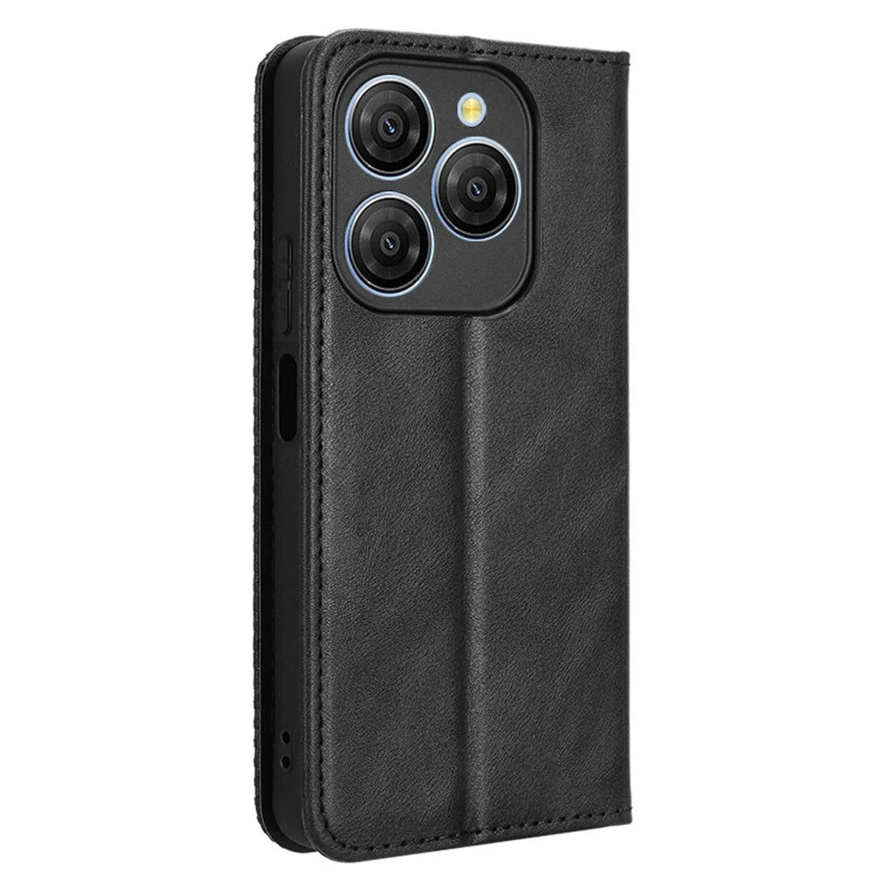For Blackview Shark 9 5G Leather Case Wallet Stand Retro Texture Phone Cover - Black - 7