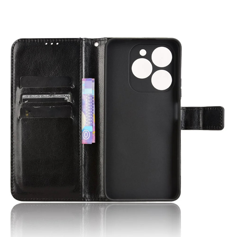 For Blackview Shark 9 5G Case Crazy Horse Texture PU Leather Phone Wallet Cover - Black - 2