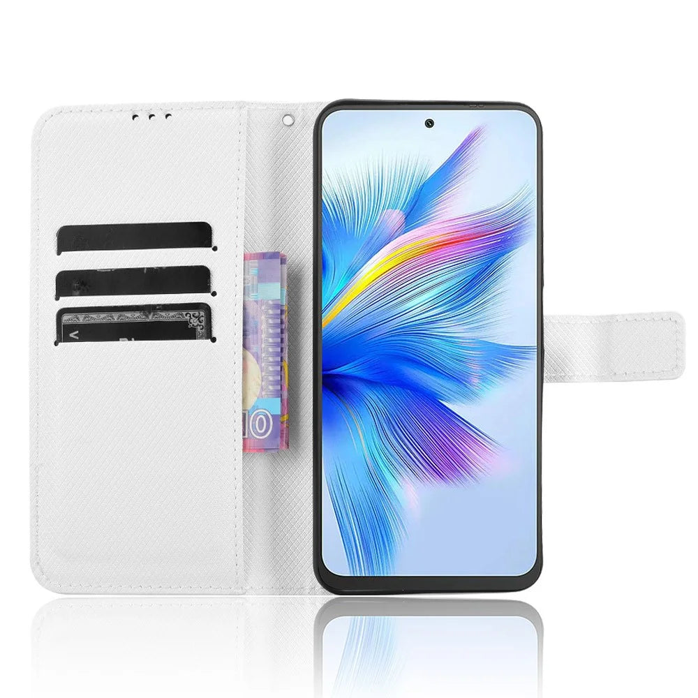 For Blackview Shark 9 5G Case PU Leather Diamond Texture Wallet Phone Cover - White - 2