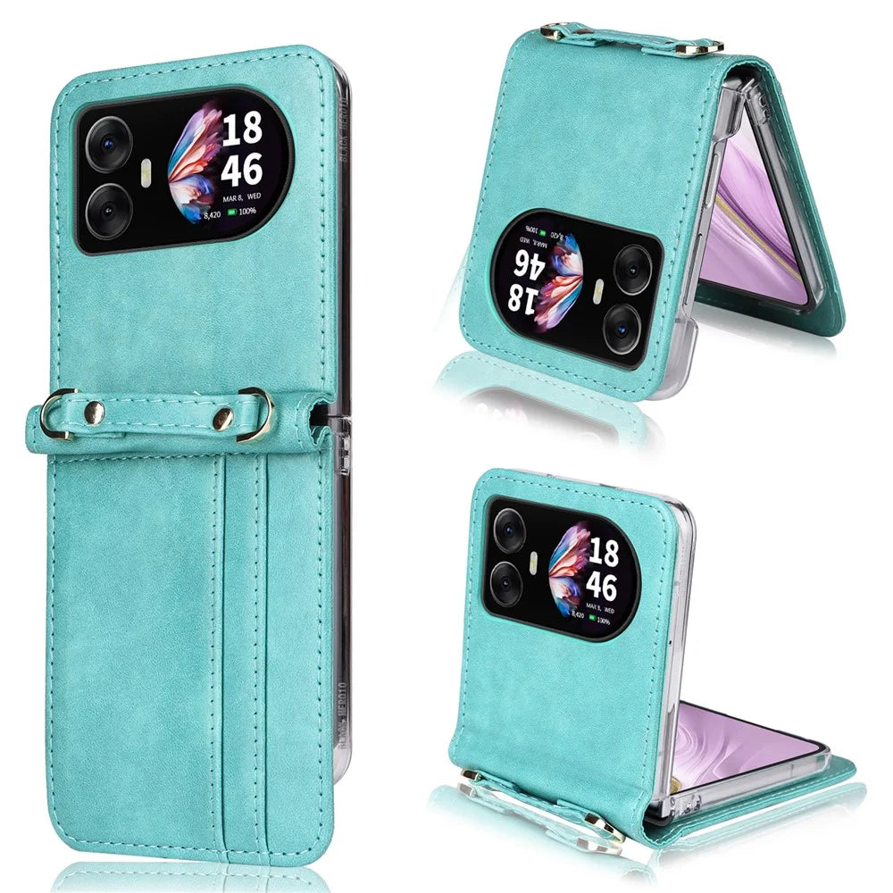 For Blackview Hero 10 4G Case Card Slots Leather Phone Cover with Lanyard - Green - 1