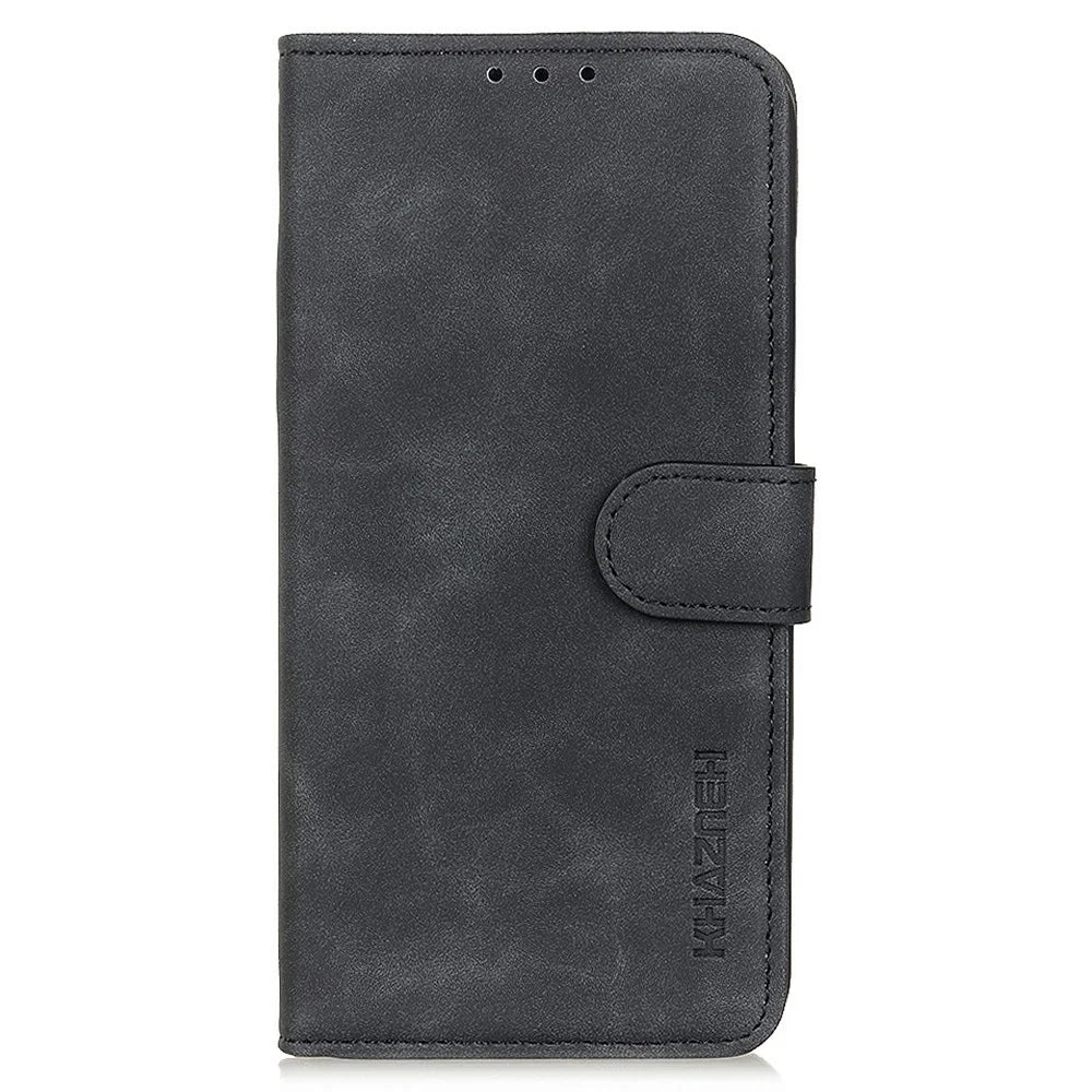 KHAZNEH For Samsung Galaxy A26 5G Case PU Leather Retro Texture Phone Cover - Black - 7